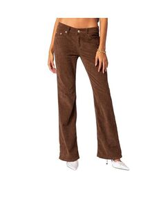 Женские вельветовые расклешенные брюки Bootcut Edikted, коричневый
