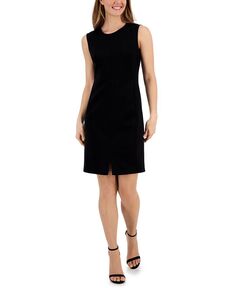 Женское компрессионное платье-футляр с круглым вырезом и разрезом спереди Anne Klein, черный