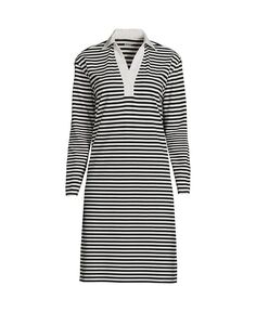 Женское платье-поло Super T с длинными рукавами больших размеров Lands&apos; End, черный