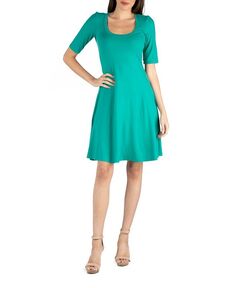 Платье-трапеция длиной до колена с рукавами до локтя 24seven Comfort Apparel, зеленый
