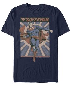 Мужская классическая футболка с короткими рукавами и плакатом в стиле комиксов DC Superman Fifth Sun, синий