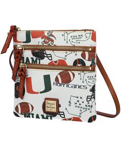 Женский кошелек Miami Hurricanes College Game Day с тройной молнией через плечо Dooney &amp; Bourke, белый