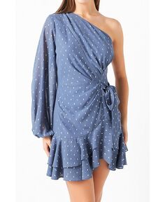 Женское мини-платье на одно плечо endless rose, синий