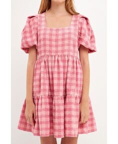 Женское твидовое платье в стиле бебидолл English Factory, розовый
