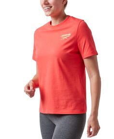 Женская хлопковая футболка с блестящим логотипом Reebok, красный