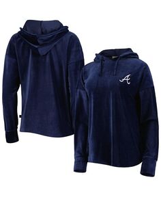 Женский темно-синий пуловер с капюшоном Atlanta Braves End Line Touch, синий