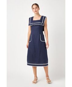 Женское платье миди с квадратным вырезом English Factory, мультиколор