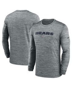 Мужская футболка с длинным рукавом Heather Grey Chicago Bears Sideline Team Velocity Performance Nike, серый