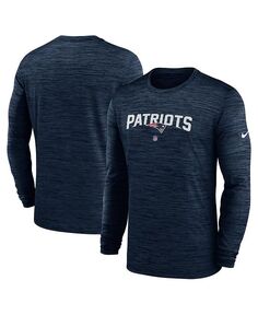 Мужская темно-синяя футболка с длинным рукавом New England Patriots Sideline Team Velocity Performance Nike, синий