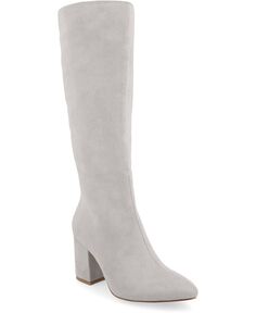 Женские сапоги Ameylia Tru Comfort из пенопласта на широком каблуке с острым носком и обтянутом блочным каблуком Journee Collection, серый