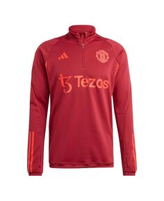 Мужская красная тренировочная футболка с молнией на четверть Манчестер Юнайтед 2023/24 adidas, красный