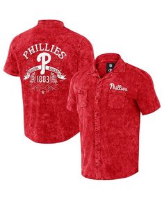 Мужская рубашка на пуговицах Darius Rucker Collection от Red Distressed Philadelphia Phillies Denim Team Color Fanatics, красный
