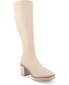 Женские ботинки Alondra Tru Comfort из пеноматериала на платформе с квадратным носком и узкими икрами Journee Collection, цвет Cream