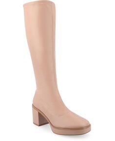 Женские ботинки Alondra Tru Comfort из пеноматериала на платформе с квадратным носком и узкими икрами Journee Collection, фиолетовый