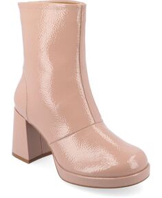 Женские ботинки Aylani Tru Comfort из лакированной искусственной кожи с мятой пеной и платформой Journee Collection, розовый