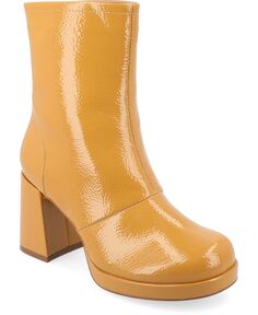Женские ботинки Aylani Tru Comfort из лакированной искусственной кожи с мятой пеной и платформой Journee Collection, желтый