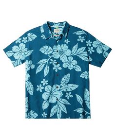 Мужская рубашка Quiksilver с короткими рукавами цвета морской волны Quiksilver Waterman, синий