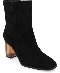 Женские ботинки Clearie Tru Comfort из пеноматериала с прозрачным блочным каблуком и квадратным носком Journee Collection, цвет Black Suede
