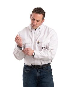 Мужская огнестойкая рабочая рубашка в клетку с длинными рукавами на пуговицах Berne, тан/бежевый