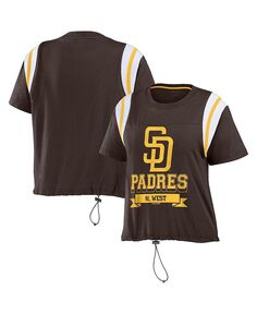 Женская коричневая рваная футболка с цветными блоками San Diego Padres WEAR by Erin Andrews, коричневый