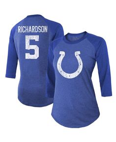 Женские нитки Anthony Richardson Royal Indianapolis Colts Имя и номер игрока Футболка Tri-Blend с рукавами 3/4 Majestic, синий