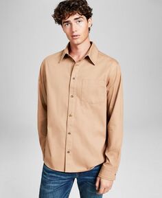 Мужская рубашка на пуговицах с длинным рукавом из оксфордского твила And Now This, коричневый