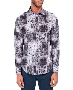 Мужская рубашка на пуговицах стандартного кроя без утюга, эластичная лоскутная рубашка Society of Threads, черный