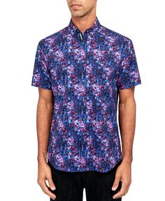 Мужская рубашка стандартного кроя без утюга Performance Stretch с цветочным принтом Society of Threads, фиолетовый