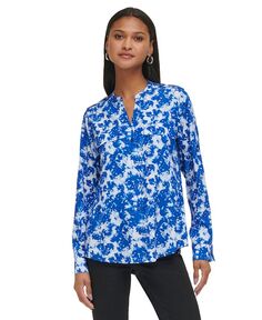 Женская рубашка на пуговицах с длинными рукавами и принтом Calvin Klein, синий