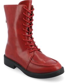 Женские ботинки Nikks Tru Comfort из пеноматериала со шнуровкой и молнией с миндалевидным носком Journee Collection, красный