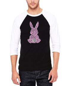 Мужская бейсбольная футболка с надписью «Пасхальный кролик» с рукавами реглан LA Pop Art, мультиколор
