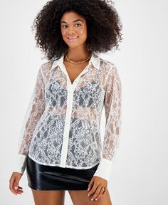 Женская кружевная рубашка с длинным рукавом Bar III, тан/бежевый