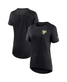 Женская черная футболка с логотипом Pittsburgh Penguins Authentic Pro Rink Raglan Tech Fanatics, черный