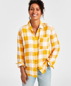 Идеальная женская рубашка на пуговицах в клетку Style &amp; Co, желтый