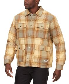 Мужская фланелевая куртка-рубашка в клетку Ridgefield на флисовой подкладке Marmot, цвет Light Oak