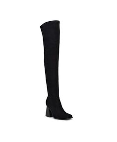 Женские классические ботинки выше колена на блочном каблуке Begone Nine West, цвет Black- Faux Suede