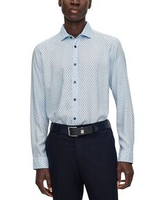 Мужская структурированная рубашка обычного кроя Hugo Boss, цвет Light, Pastel Blue