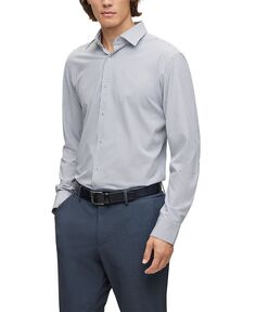 Мужская полосатая рубашка обычного кроя из материала Hugo Boss, синий
