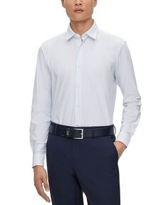 Мужская рубашка узкого кроя с принтом Hugo Boss, цвет Light Blue