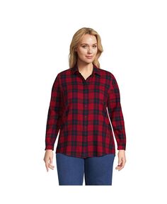 Женская фланелевая рубашка с длинным рукавом для бойфренда больших размеров Lands&apos; End, красный