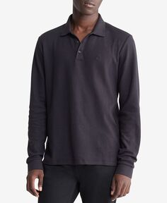 Мужская рубашка-поло с длинными рукавами стандартного кроя Calvin Klein, черный
