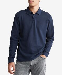 Мужская рубашка-поло с длинными рукавами стандартного кроя Calvin Klein, синий