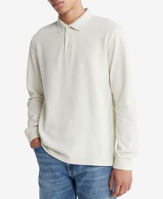 Мужская рубашка-поло с длинными рукавами стандартного кроя Calvin Klein, белый