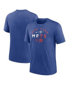 Мужская футболка Heather Royal New York Mets Rewind Review Slash Tri-Blend Nike, синий