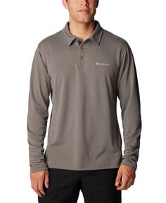 Мужская узкая рубашка-поло с длинными рукавами и пуантами Columbia, серый