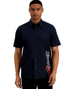 Мужская рубашка с логотипом Ebor Fire HUGO, синий