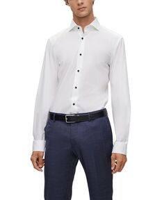 Мужская классическая рубашка приталенного кроя Easy-Iron Hugo Boss, белый