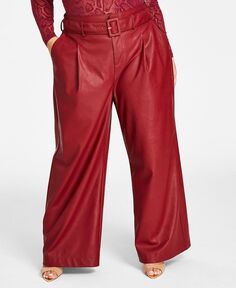 Модные широкие брюки из искусственной кожи больших размеров Nina Parker, красный