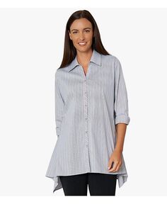 Женская рубашка True Form из хлопковой поплиновой пряжи в полоску с краской Stella Carakasi, серый