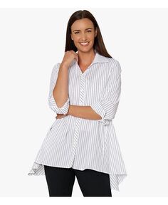 Женская рубашка True Form из хлопковой поплиновой пряжи в полоску с краской Stella Carakasi, белый